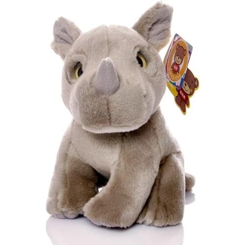 18CM Real Life Rhinoceros Stuffed Animal Toy Kawaii Soft Lifelike Rhino Plush Toys Gifts For Kids Boys Girls
