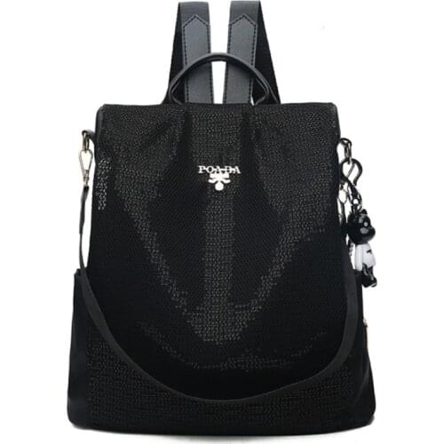 New Women Backpack Anti-theft Waterproof Nylon Backpack Sequins Travel Rucksack Shoulder Bag /BY