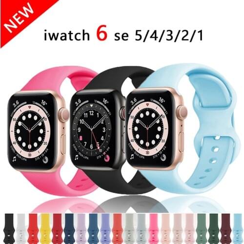 Silicone Sport Band for Apple Watch Series 5, 4, 3, 2, 1, 6 Se, 44mm, 40mm, Rubber Smart Watch Strap for iWatch 6, 38mm, 42mm