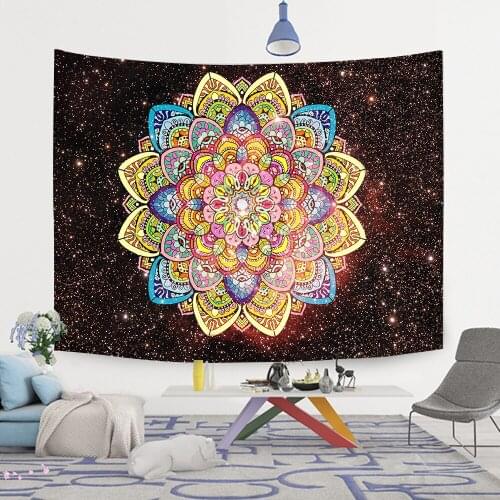 Simsant Trippy Mandala Boho Tapestry Bohemian Hippie Art Wall Hanging Tapestries for Living Room Home Blanket Dorm Decor