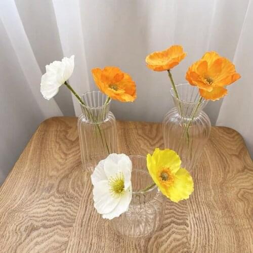 Modern Striped Glass Vase Transparent Tabletop Flower Applicator Decorative Ornament Household Creative Art Vase