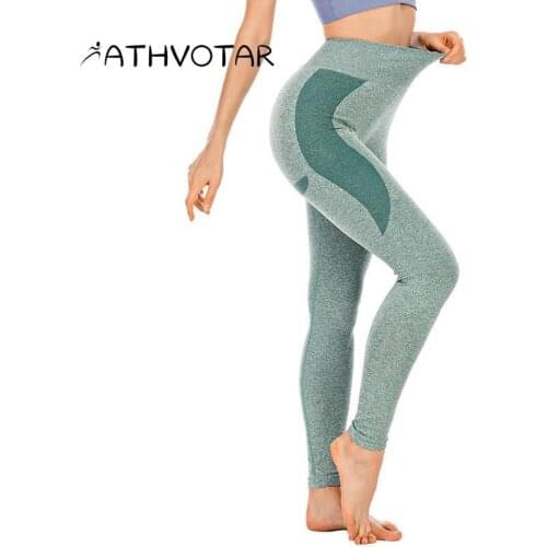 ATHVOTAR Sport Leggings Hip Lift High Waist Breathable Mesh Running Fitness Gym Clothing Fold Elasticity Comfortable Yoga Pants