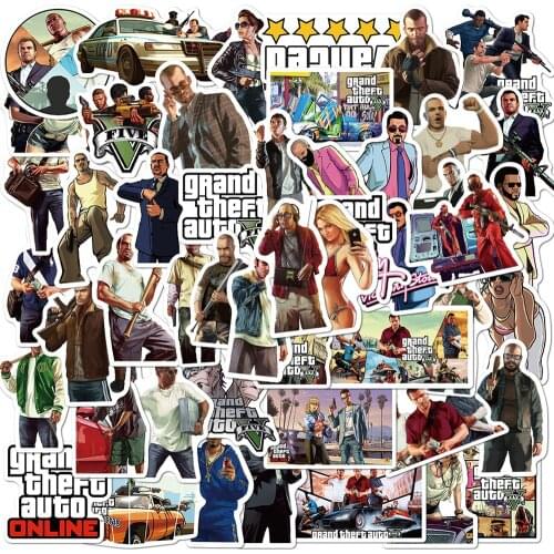 50PCS Action Games GTA5 Stickers Laptop Guitar Luggage Fridge Phone DIY Bike Waterproof Graffiti Sticker Decal Kid Classic Toys
