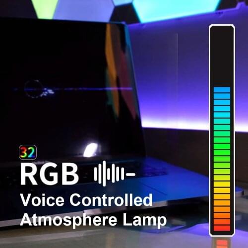 LED Music Rhythm Light Car Atmosphere RGB Colorful Light Voice Control Pickup Rhythm Light Micro USB Charging 18 Colors Dimmable