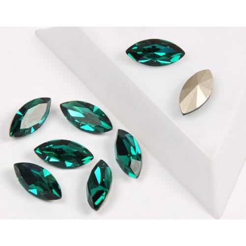 YANRUO 4200 Blue Zircon Color K9 Glitter Glass Rhinestones Navette Shape PointBack Nail Rhinestone Making Beads DIY Nail Art Gem