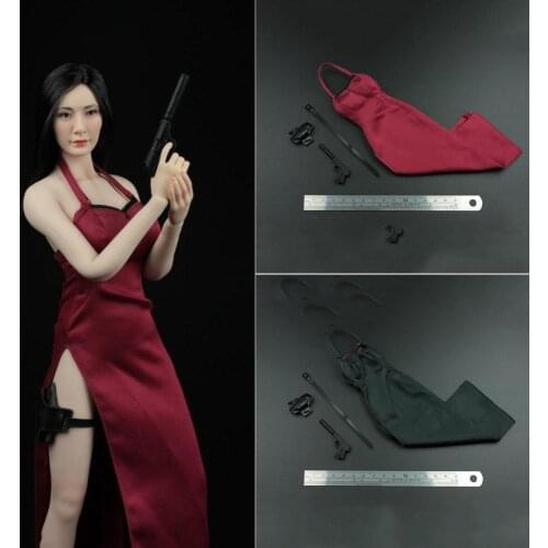1/6 Doll Womens Female Killer Cheongsam Suit AFS A003 Split Cheongsam Red Black Aida Wang For 12-inch Woman Doll