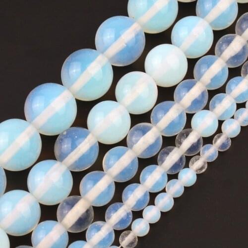 4 6 8 10 12mm Natural White Opal Stone Beads Wholesale Loose Spacer Beads For Jewelry Making Diy Bracelet Necklace Accessories