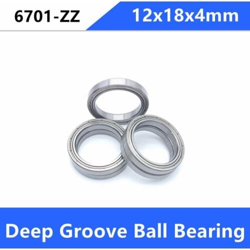 100pcs/lot 6701ZZ 6701Z 6701-2Z Deep groove ball bearings 12x18x4 mm