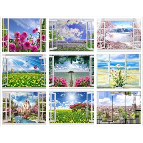 5D diamond painting exquisite Japanese painting diamond embroidery window butterfly landscape painting mosaic cross stitch set