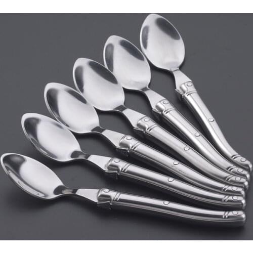6'' 15cm Teaspoon Stainless steel Laguiole Style Hollow Handle Mini Coffee spoon Small Dessert Tea Spoons Silver Dinnerware set