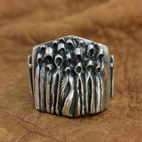 925 Sterling Silver Nothingness World Ghost Ring Mens Punk Ring TA273 US Size 8~15