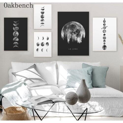Abstract Painting Solar System Wall Art Planet Moon Phase Canvas Posters Minimalist Print Nordic Poster Modern Living Room Decor