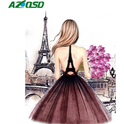 AZQSD Full Square/Round Drill 5D DIY Diamond Painting Paris Girl Embroidery Cross Stitch 5D Diamond Mosaic Home Decor Gift
