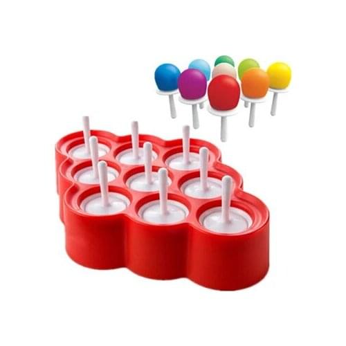Free shipping 48pcs/lot 2015 Fashion 9 Cavity Mini Silicone Ice Pop Tray Baby Icecream Molds Ice Cube Mold Tray