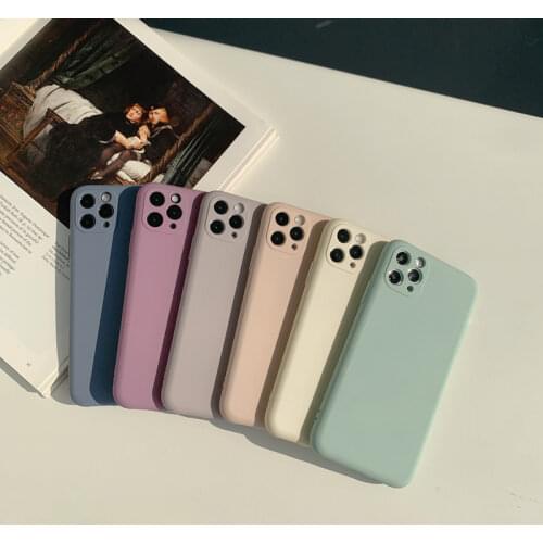 Retro Art Simple Solid color Korean Phone Case For iPhone 12 11 Pro Max X Xs Max Xr 7 8 Puls SE 2020 Cases Soft TPU Cover