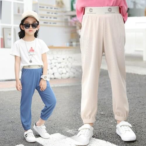 New summer style waistband small daisy ice silk shaking pants summer pure cotton solid color childrens girls baby mosquito sock