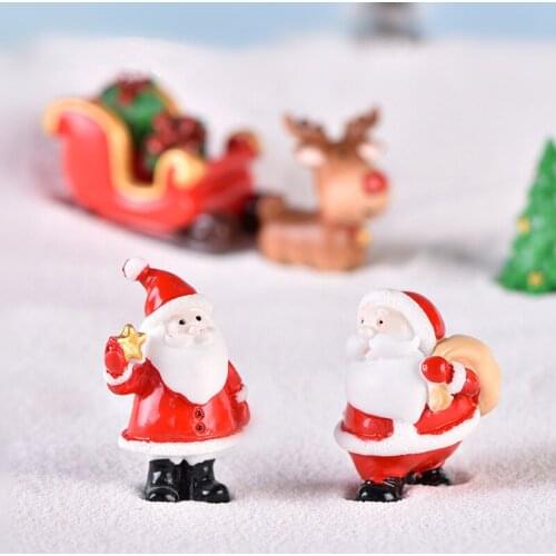 DIY Christmas Santa Claus Tree Snowman Sled Mini Resin Decoration Cute Doll Aquarium Micro Landscape Garden Home Ornament Gift