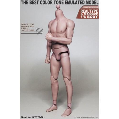 JXS01 1/6 Male Body Medium Muscle Action Figure Man Asia Narrow Shoulder Super Flexible Body Fit 1:6 Head Sculpt