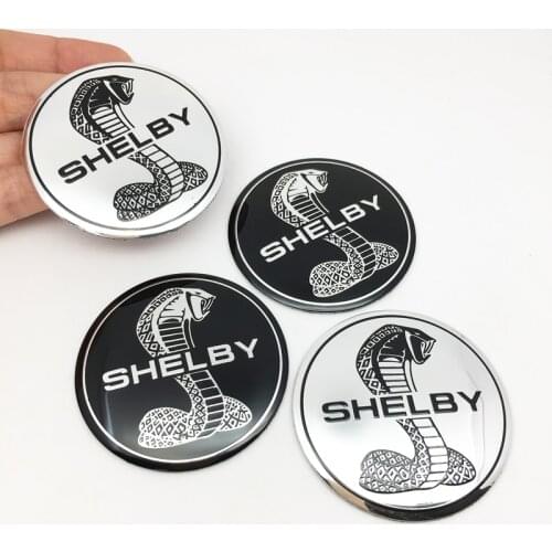 FTDF car styling 4pcs 3D 56mm Aluminum Cobra Snake Emblem Car Wheels Center Hub Cap Stickers for Ford mustang Shelby GT500 GT350