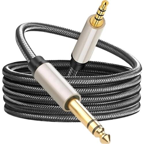 3.5/6.35mm to 6.35mm Adapter Aux Cable for Mixer Amplifier CD Player Speaker Gold Plated 3.5/6.35 Jack to Jack Male Audio Cable