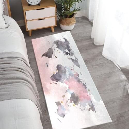Pink Gray Map Bedside Mat Girl Room Rug Anti-slip Toilet Mat On The Floor Soft Flannel Bathroom Mats Lounge Rug Doormat