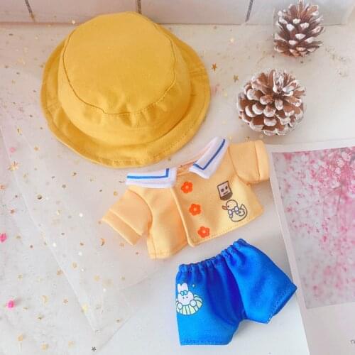 20cm Baby Doll clothes Outfit Plush Dolls Yellow Clothes Lovely BOY Toy Dolls Accessories for Korea Kpop EXO idol Dolls gift