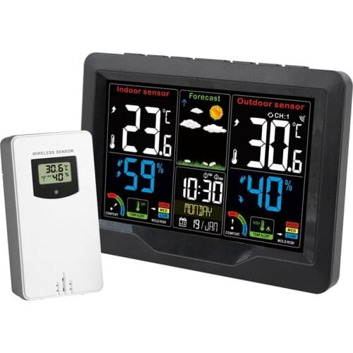 Weather Station with Outdoor Sensor,Wireless Weather Station,Digital Thermometer with Digital Alarm Clock,Hygrometer