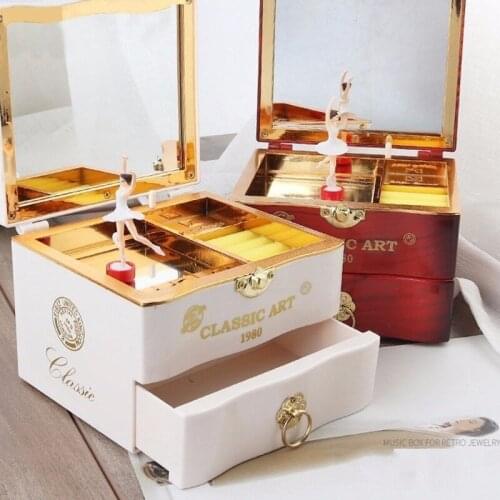Classic Rotating Dancer Ballerina Piano Music Box Clockwork Plastic Jewelry Box Girls Hand Crank Music Mechanism Christmas Gift