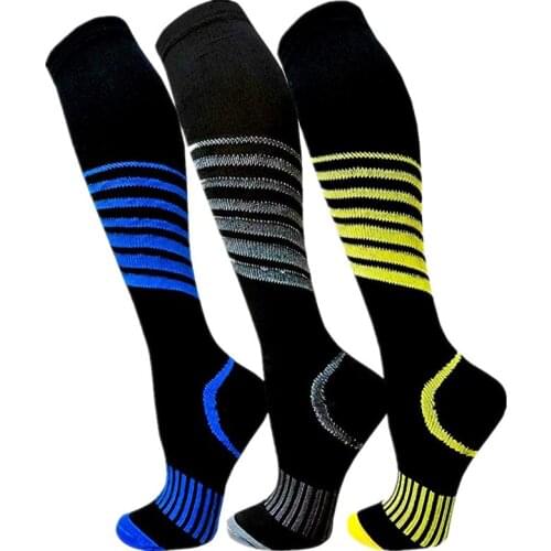 Running Men Women Socks Black Compression Socks Varicose Vein Stocking Sports Stretch Pressure Circulation Stockings 15-20 MmHg