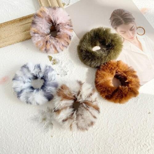 2020 NEW Leopard Faux Fur Scrunchies For Girls Women Scrunchies Set Hair Ties Rope Ponytail Hair Accessories Hairbands Gifts