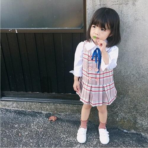 Girl Dress 2018 Autumn New Preppy Style Children Girls Plaid Patchwork Dresses Kids Dress for Girls Baby Cute Shirt Dress 5 Year
