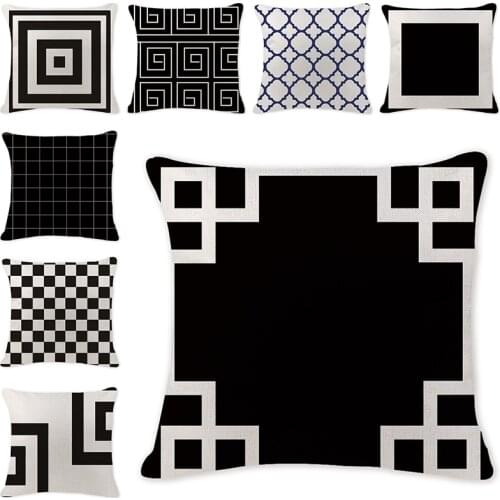 Simple Black and White Geometric Cushion Cover Decorative Cushion Covers Vintage Home Decor Pillow Cover For Sofa Accessories