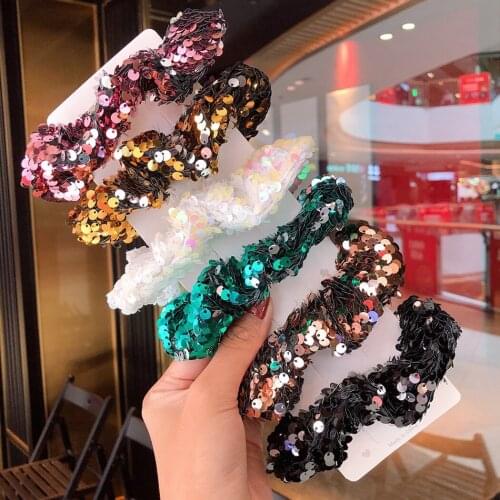 Woman Hair Sequin Scrunchy Elastic Sequin Scales Decor Hair Tie Ponytail Holder For Girls