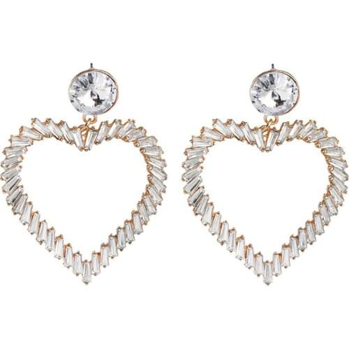 Wedding luxury earrings for women fashion crystal geometric heart-shaped big earrings bohemian new jewelry gifts wholesale