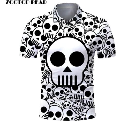ZOOTOP BEAR 3D Printed Skull Polo Shirt Men 2020 Brand Shirts For Man Quality Fit Casual Mens Shirts Streetwear New Arrival