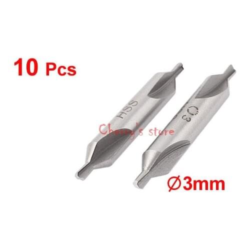 Most Favorable Wholesale Price 10Pcs 3mm 60 Degree Double End HSS Center Drill Countersink Bit Lathe Mill Tool