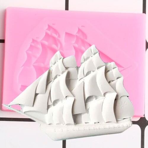 Sailboat Silicone Mold Polymer Clay Candy Resin Molds Kitchen Baking Chocolate Gumpaste Moulds Fondant Cake Decorating Tools