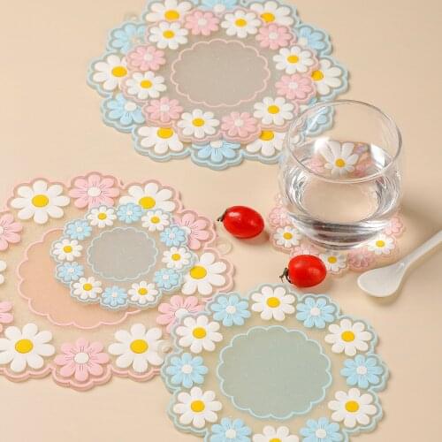 Daisy Silicone Placemat Temperature Resistant Table Mat Non-slip Coffee Tea Mat Coaster Placemat Kitchen Accessoriess