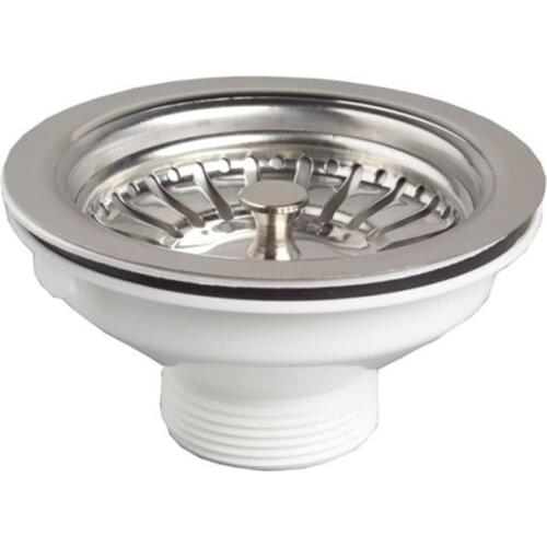 Kitchen Basin Drain Dopant Sink Waste Strainer Basket Leach Plug Steel 90mm 6/4"