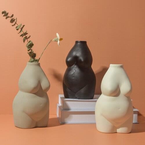 Nordic Ceramic Human Body Art Flower Vases Female Nude Sculpture Vase Living Room Flower Arrangement Home Decoration Accessories