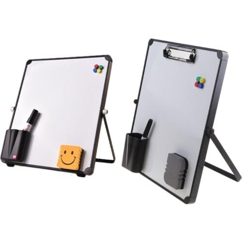 Erasable Magnetic Whiteboard Desktop Message Board Reusable Stand Mini Easel with/without Clip for School Office Kids K92C