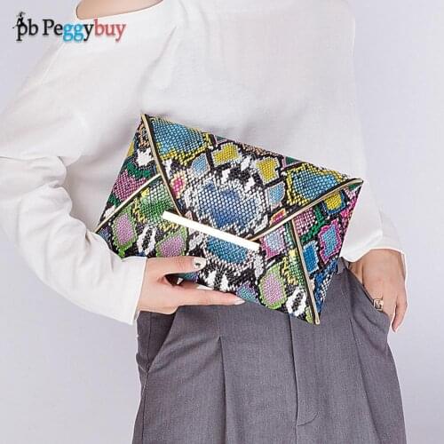 Fashion Women Alligator Snake Pattern PU Leather Envelope Bag Casual Ladies Small Handbags Purse Day Clutches For Women 2021