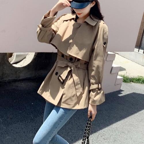 Trendy Autumn Women Streetwear Loose Long Trench Coat with Belt Casual Female Khaki Double Breasted Outwear Ladies Windbreaker