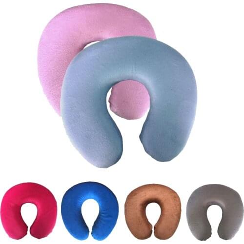 U Shaped Travel Pillow Memory Foam Neck Pillow Soft Slow Rebound Neck Support Headrest Solid Color Nap Pillows for Airplane Car
