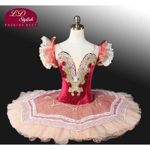 Women Melberry Velvet Professional Tutu Yellow Ballet Tutu Dance Girls Pancake Sleeping Beauty Ballet Tutu LD0006