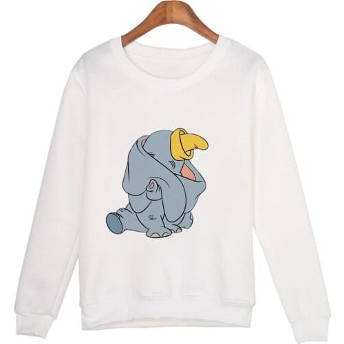 Disney Sweatshirts Dumbo Print Spring Women Hoodies Cartoon Print Women O-Neck Kawaii Fashion Pullover Long Sleeve Top Dropship