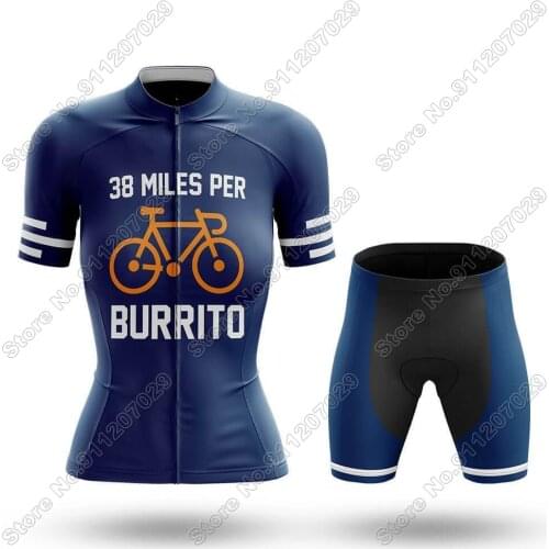 38 Miles - Navy - Women - Cycling Jersey Blue Set Summer Cycling Clothing Road Bike Shirts Suit Bicycle Bib Shorts MTB Ropa