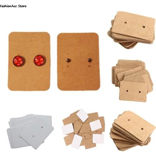 100Pcs 2.5x3.5cm Blank Kraft Paper Ear Studs Card Hang Tag Jewelry Display Earring Crads Favor Marking Garment Prices Label Tags