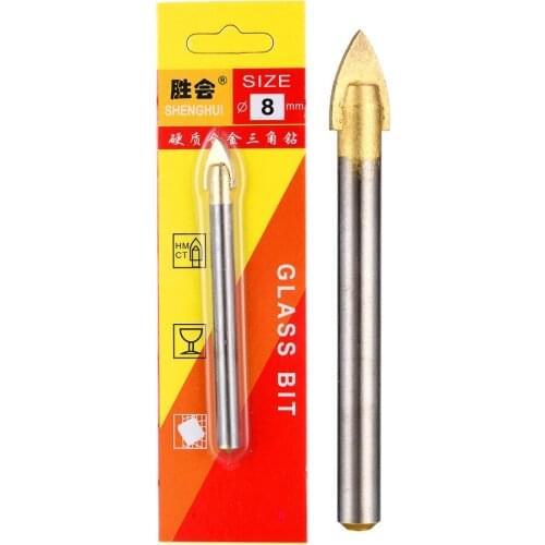 2pcs 8mm Alloy triangle drill/Tile/Glass//MirrorDrill BitsTungstenCarbide GlassDrill BitsTitanium Coated Power Tools Accessori