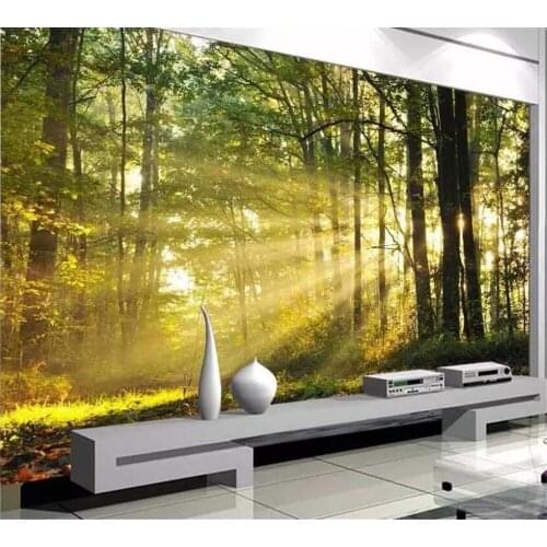 Beibehang 3D wallpaper custom mural living room beautiful scenery sunshine woods background living room decoration painting